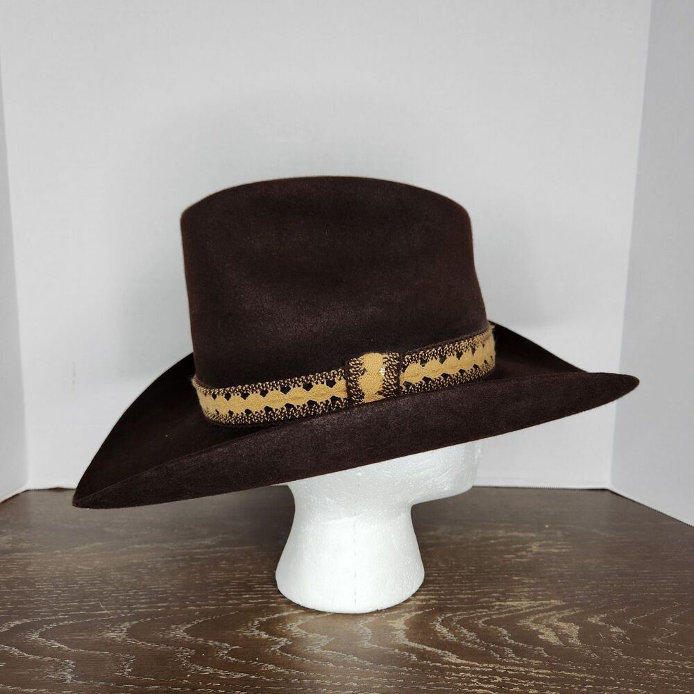 Vintage STETSON Cowboy Hat 3X Beaver Felt Chocolate Brown Size 7 Western Ranch